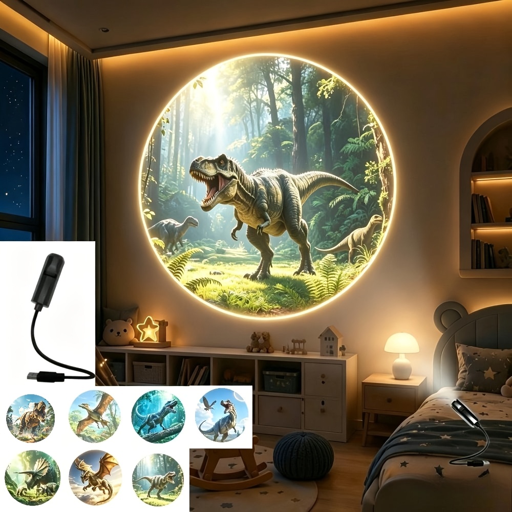 TEMU Jurassic Dinosaur Projection Lamp, Projection Light, Dinosaur Projector Lamp, Rex, Green Dragon, , Etc., Fantasy Dinosaur Themed Led Mood Night