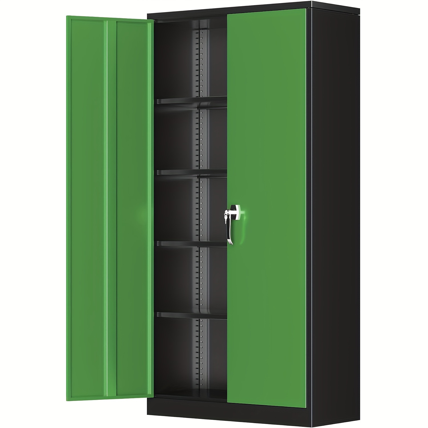 TEMU Metal Storage Cabinet, 72" Locking Steel Cabinet With 2 Doors And 4 Adjustable Shelves, Tall Metal Cabinet For Garage, Warehouse, Gym