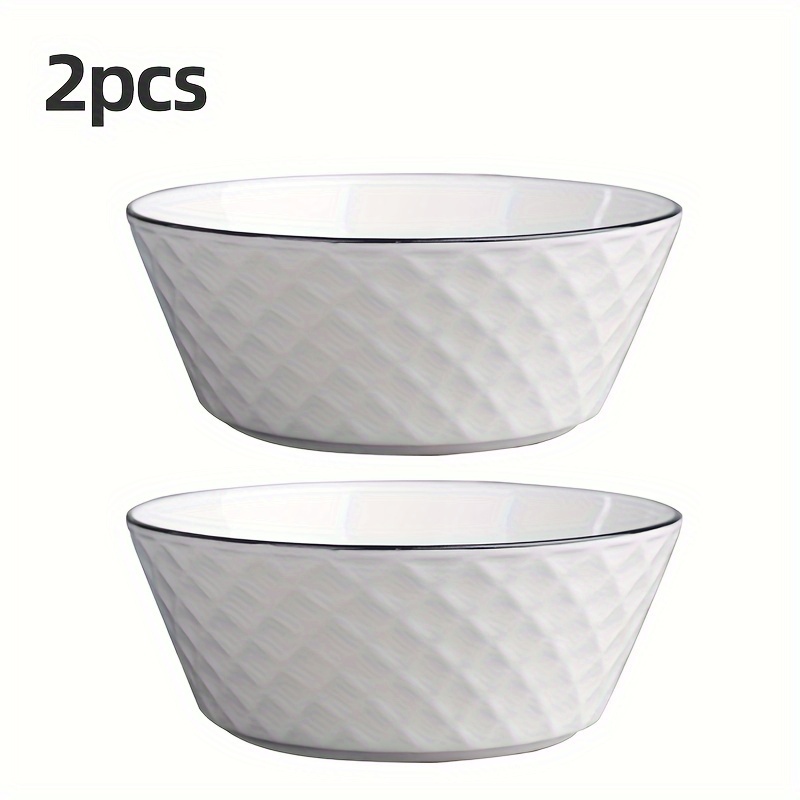 2 Large Soup Bowls, High-capacity And Aesthetically , A Creative Ceramic Soup Bowl Set For Home Use