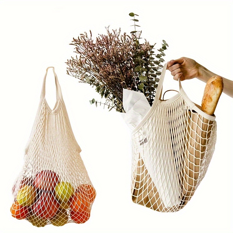 

1pc, Portable Cotton Bag With Mesh, Ideal For Shopping At Supermarkets For Vegetables And Fruits