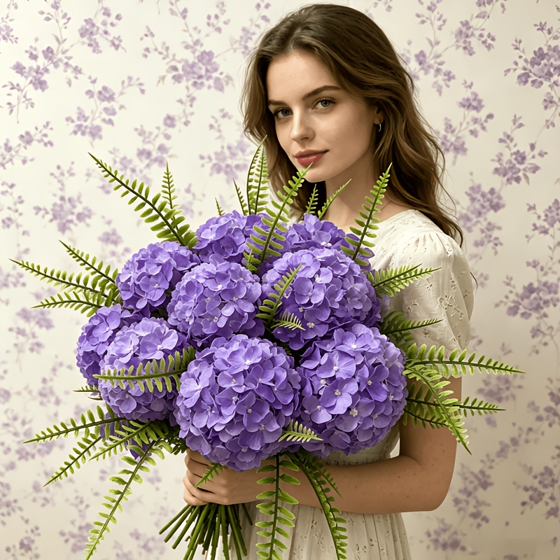 22pcs artificial purple hydrangea and pampas grass bouquet home artificial flowers weddings wedding receptions parties spring and indoor outdoor decor porch and garden decoration suitable for anniversaries