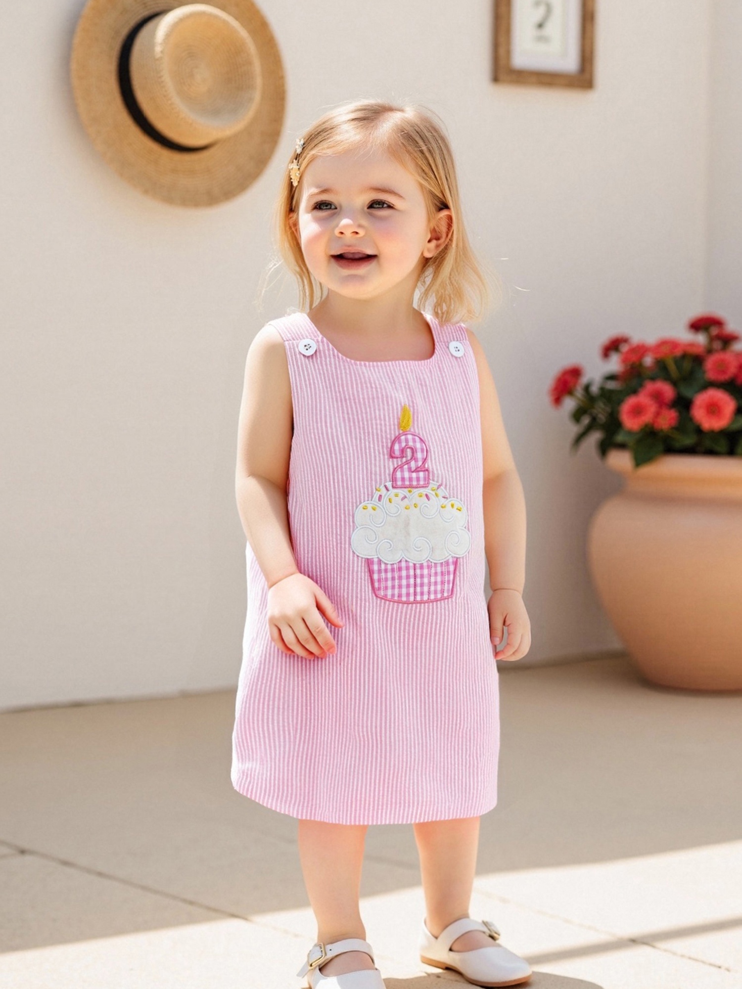 blue dress for baby girl 2nd Birthday, Pink and White Sleeveless Stripe Birthday Tutu Dress – Little  Secrets main image 1