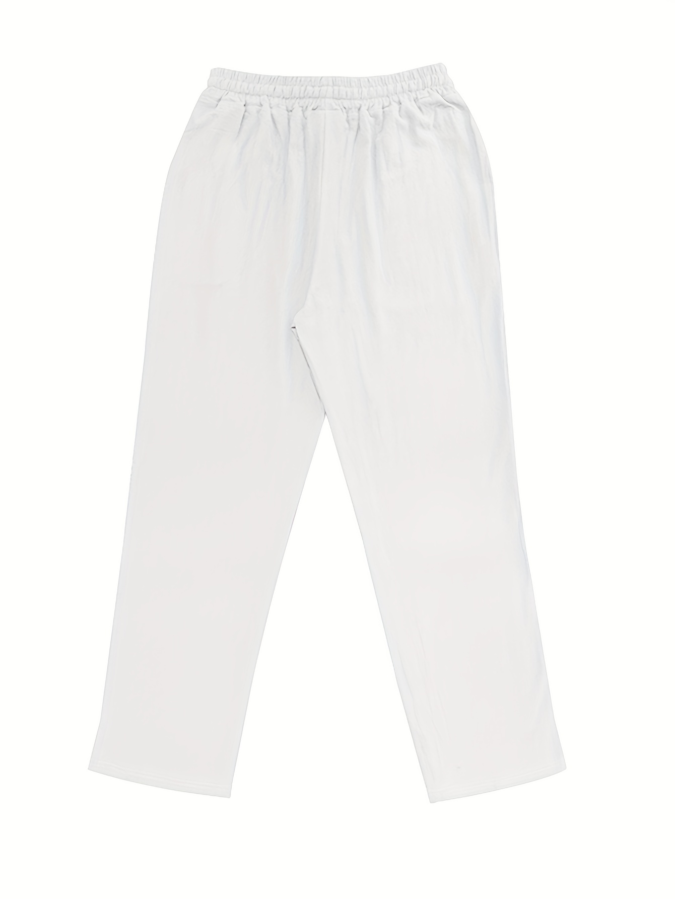 Men's Linen Pants - Non-Stretch Formal Pants, Elastic Drawstring Waist, Loose Fit Trousers for Beach, Office, Parties - Machine Washable Casual Formal Attire for s &