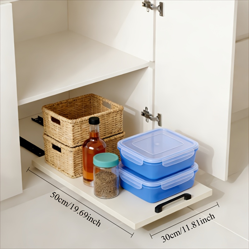 TEMU 1pc Of Versatile Kitchen Pull-out Storage Rack, Under-sink Pull-out Basket, Cabinet Organizer For Spices, Dishes, And Deep Storage Box, Bedroom