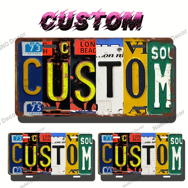 

1pc Classic Customizable Metal License Plate - Personalized Car Tag With Alphabet, Universal Holiday Decor, Garage & Bar Decoration, No Electricity Needed