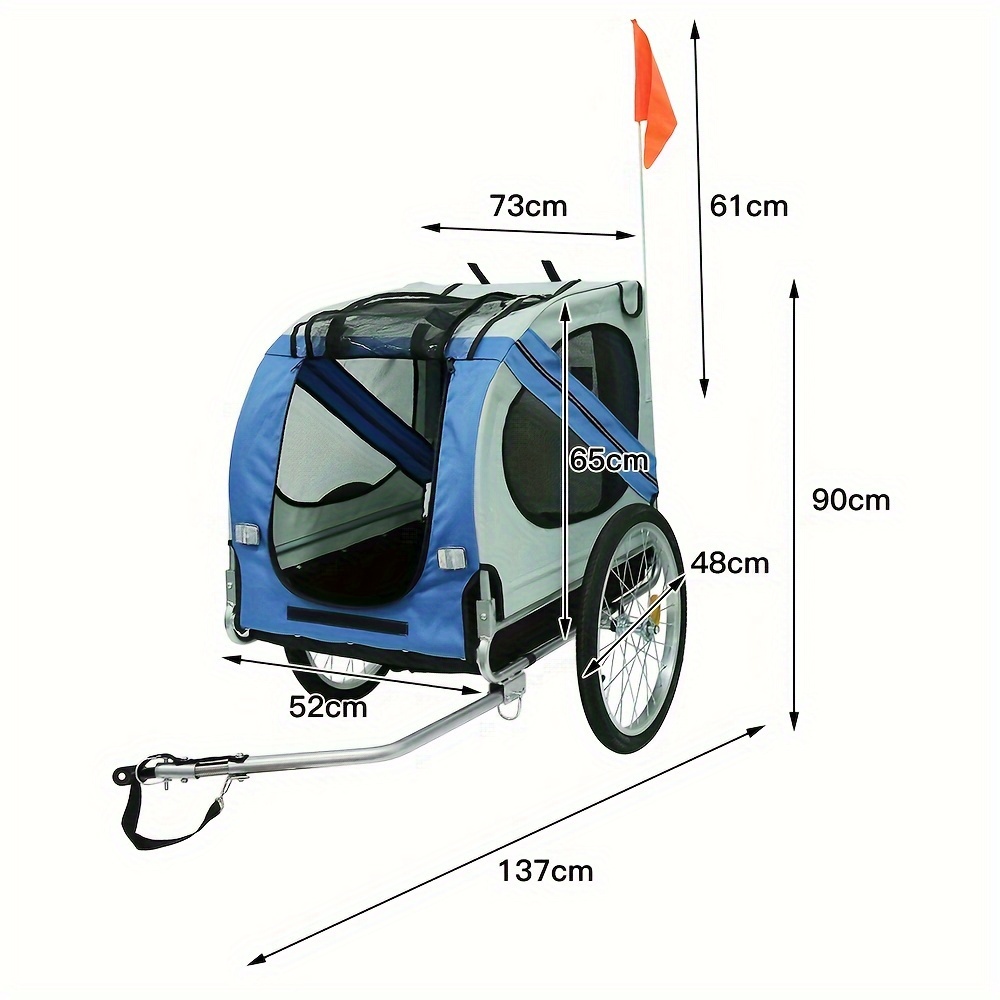 TEMU Foldable Dog Bike Trailer, Load Capacity Up To 40kg, 137*73*90cm With Ventilation Net, Suitable For Medium And Large Dogs, Easy To Fold Frame,