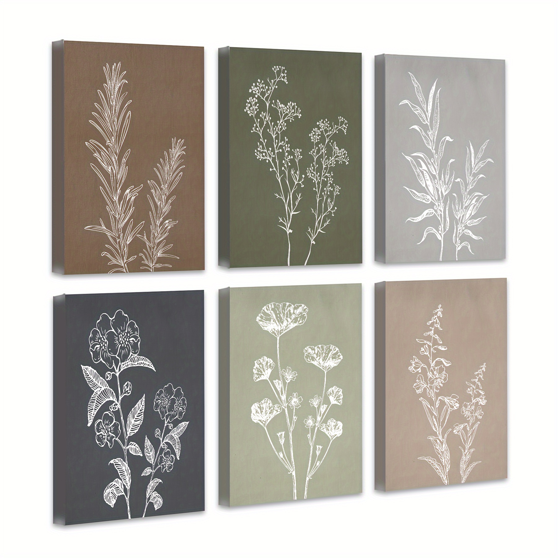 

Vintage Botanical Wall Art Boho Plant Framed Wall Decor Modern Rustic Farmhouse Home Kitchen Decor 8x10inx6pcs