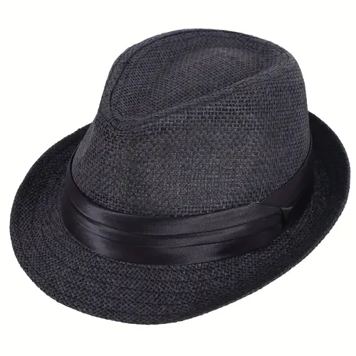 elegant beige straw fedora hat with black ribbon band breathable woven summer sun hat for beach prom occasions casual headwear elegant fedora breathable straw material beach hat