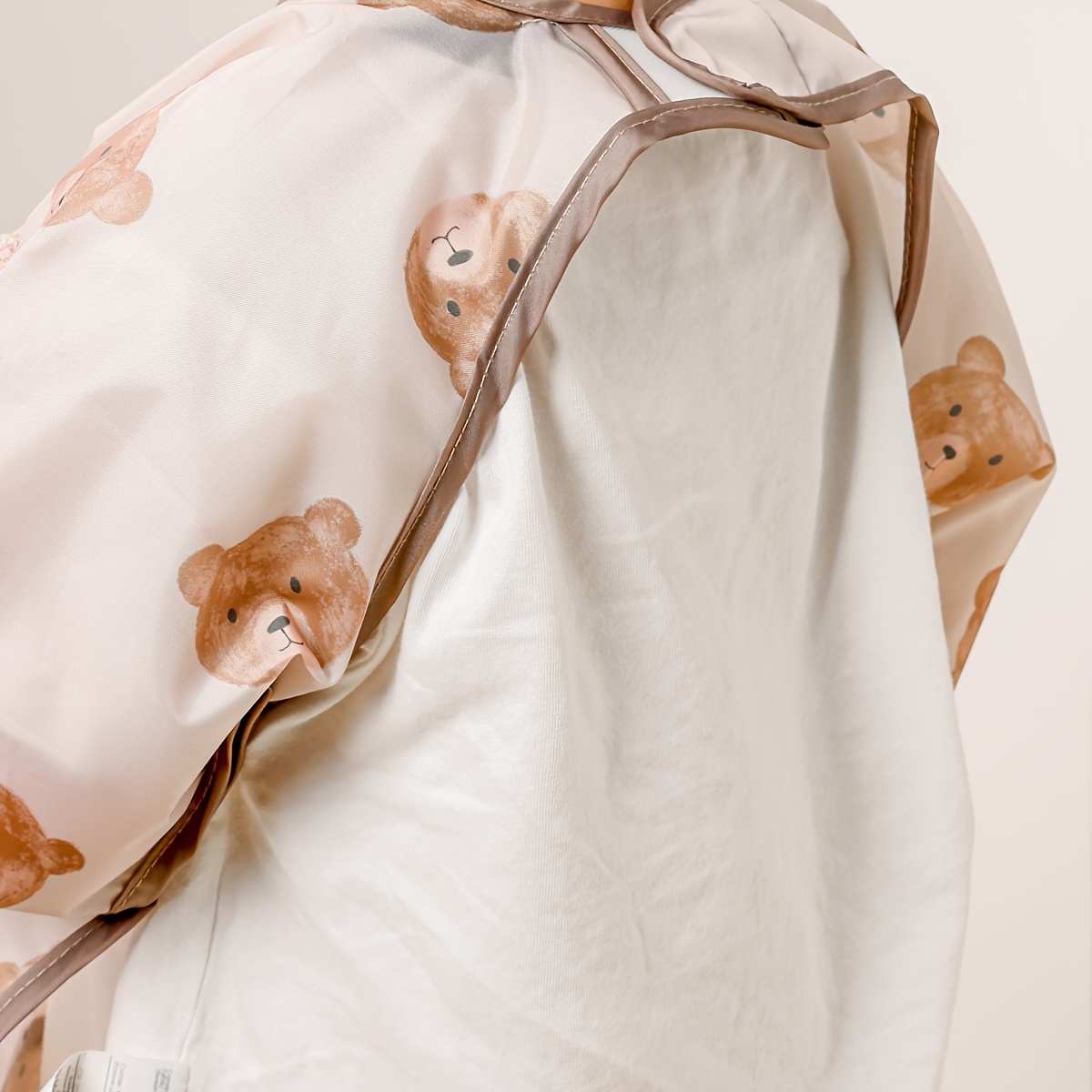 1pc Long Sleeve Feeding Bibs for 0-3 Years Old - Washable Polyester Burp Cloth with Vibrant Orange & White Pattern, Easy Hook & Loop Closure, Perfect for Messy Meals, Mess-Free Eating | Playful Design | Durable Fabric, Bibs for Little Ones