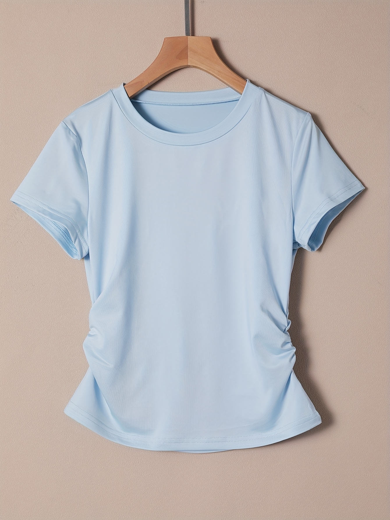 Women'S Casual Crew Neck Short Sleeve T-Shirt - Dark Green, Ribbed Hem, Lightweight & Stretchy, Perfect for Summer, Casual Attire|Ribbed Hem Tee|Lightweight Tshirt