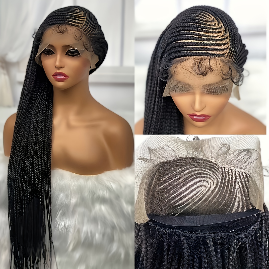 

Full Lace Area African Wig Braid Head Cover Wigs European And American Wig Female Long Straight Lace Wig Fiber Head Cover