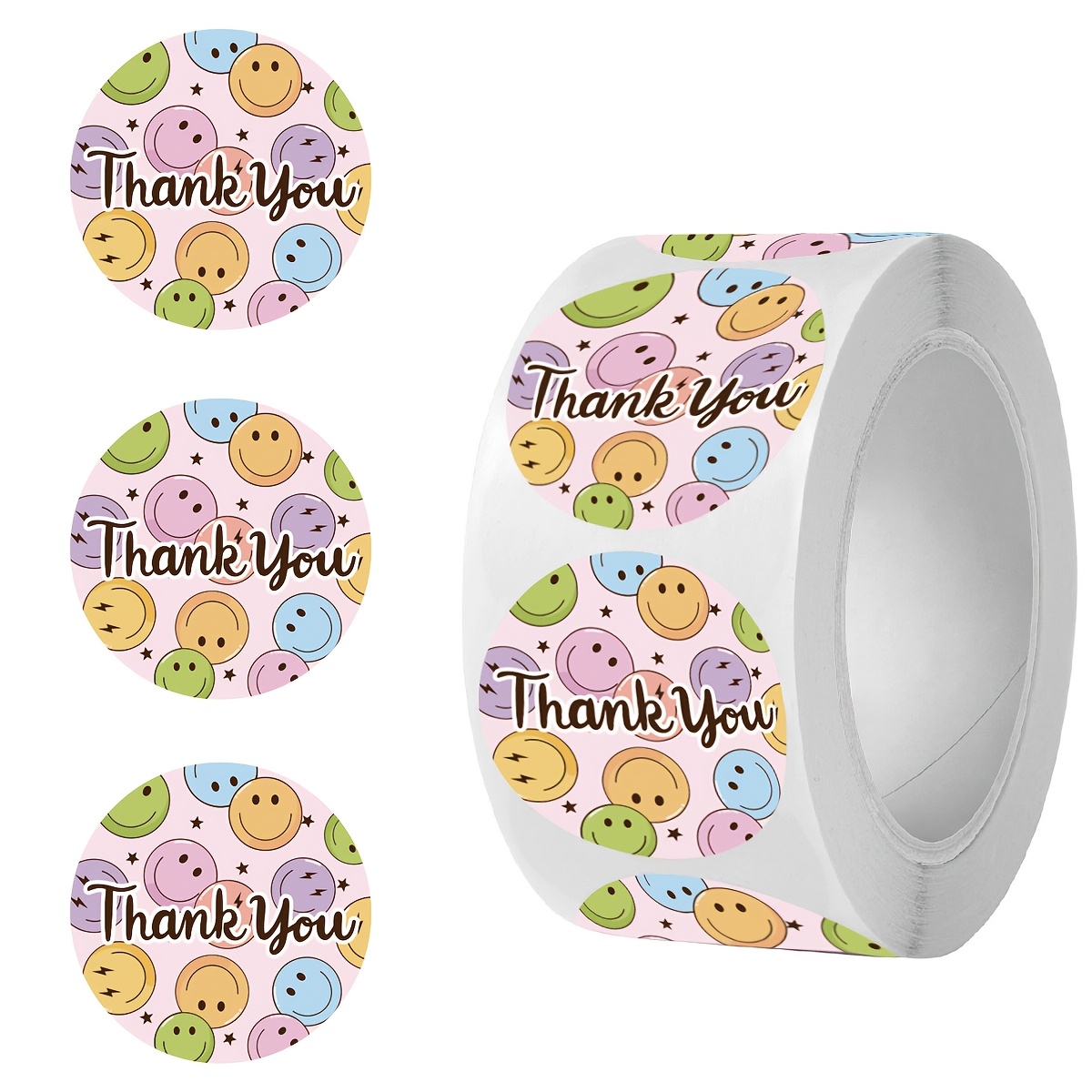 

500pcs/ Face Thank You Stickers Sealing Sticker Labels Suitable For Small Business Party Gift Supplies Pvc Waterproof Self-adhesive Sealing Stickers