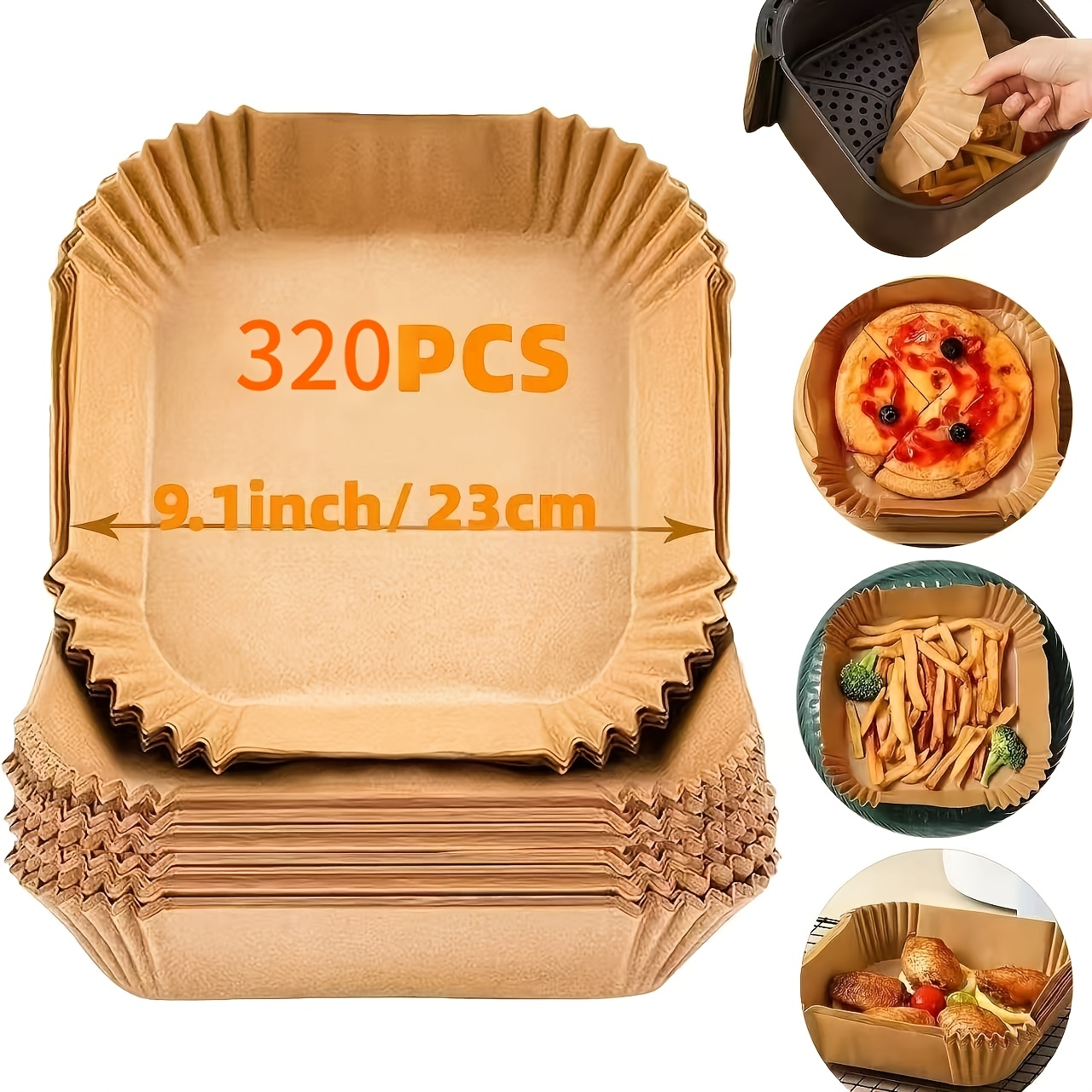 Temu – TEMU Large-sized Oven Baking Paper Mat – Square Oil-resistant Food-grade Air Fryer Liner, Suitable For Ovens, Steamers, Air Fryers & Microwaves,