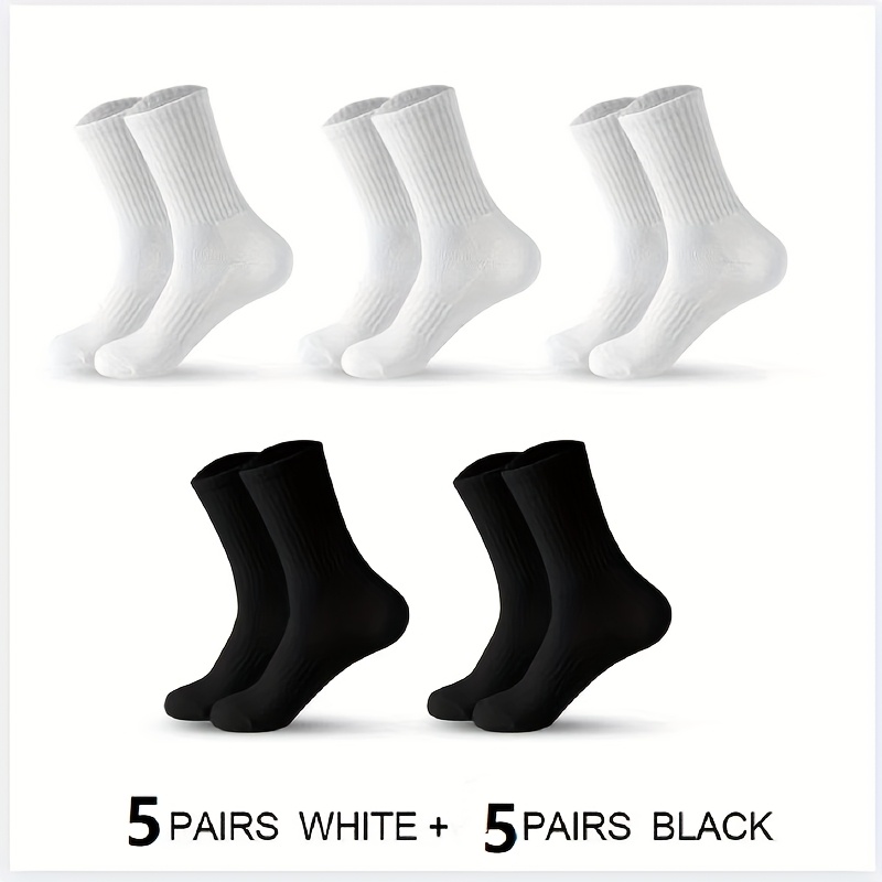 TEMU 10/20 Pairs Men Women Mid-calf Socks, Solid Color, Comfortable Soft Knit Fabric Spring Summer Outdoor Sports Running Hiking Riding Socks