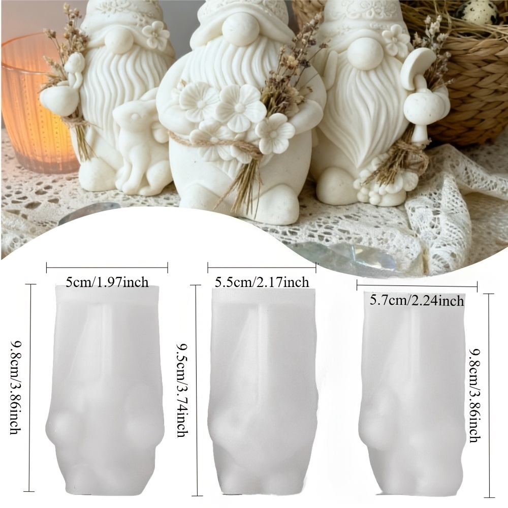 Image of 3pcs Easter Garden Gnome Resin Silicone Mold – Reusable Craft Mold For Candle Making, Epoxy Resin, Clay And Plaster Decor, Perfect For Easter Gifts And Decoration