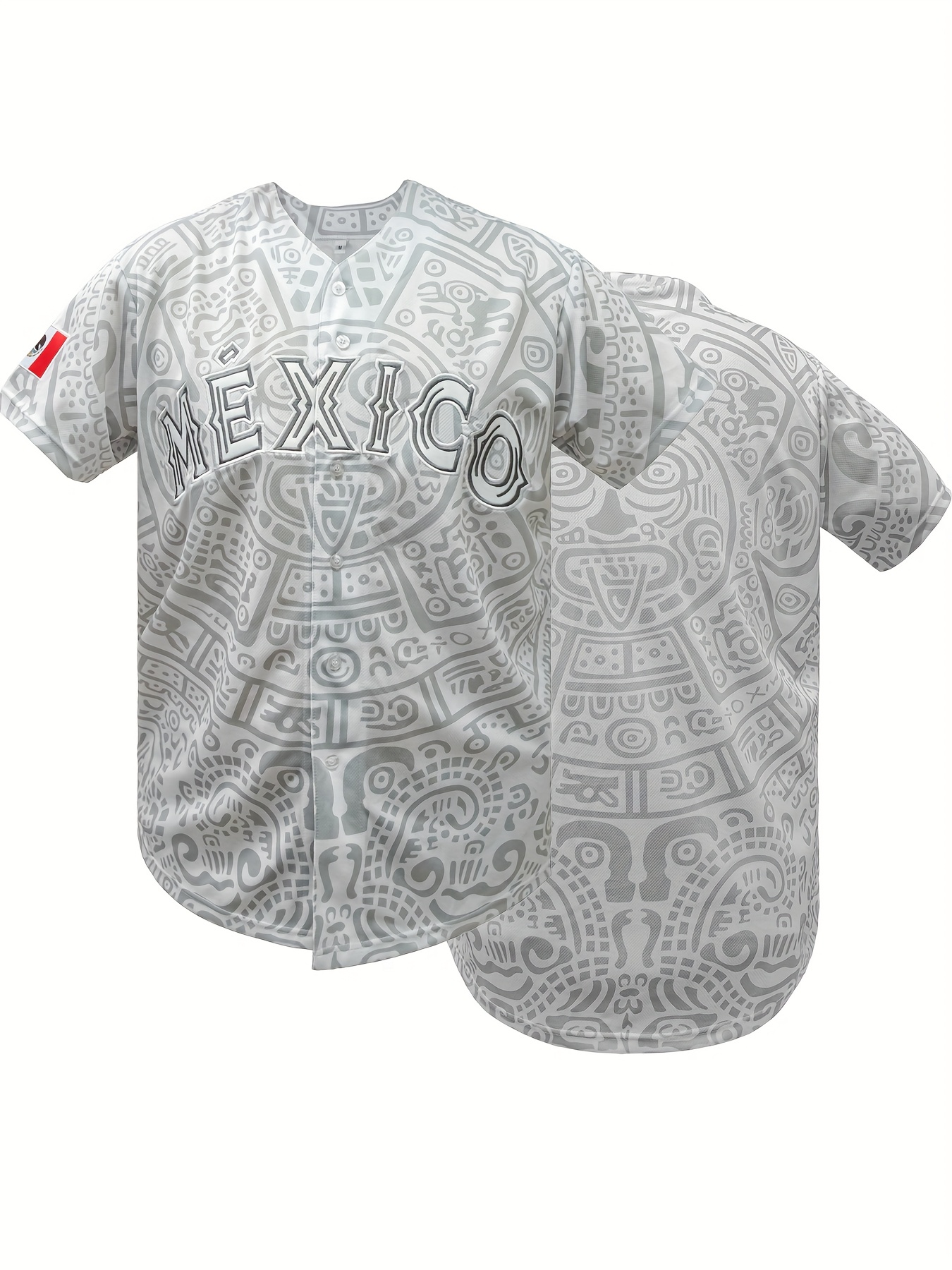 mens mexico baseball jersey   neck short sleeve with mexico embroidery breathable loose fit for casual parties sports outdoor activities baseball jersey party attire classic retro design detailed embroidery