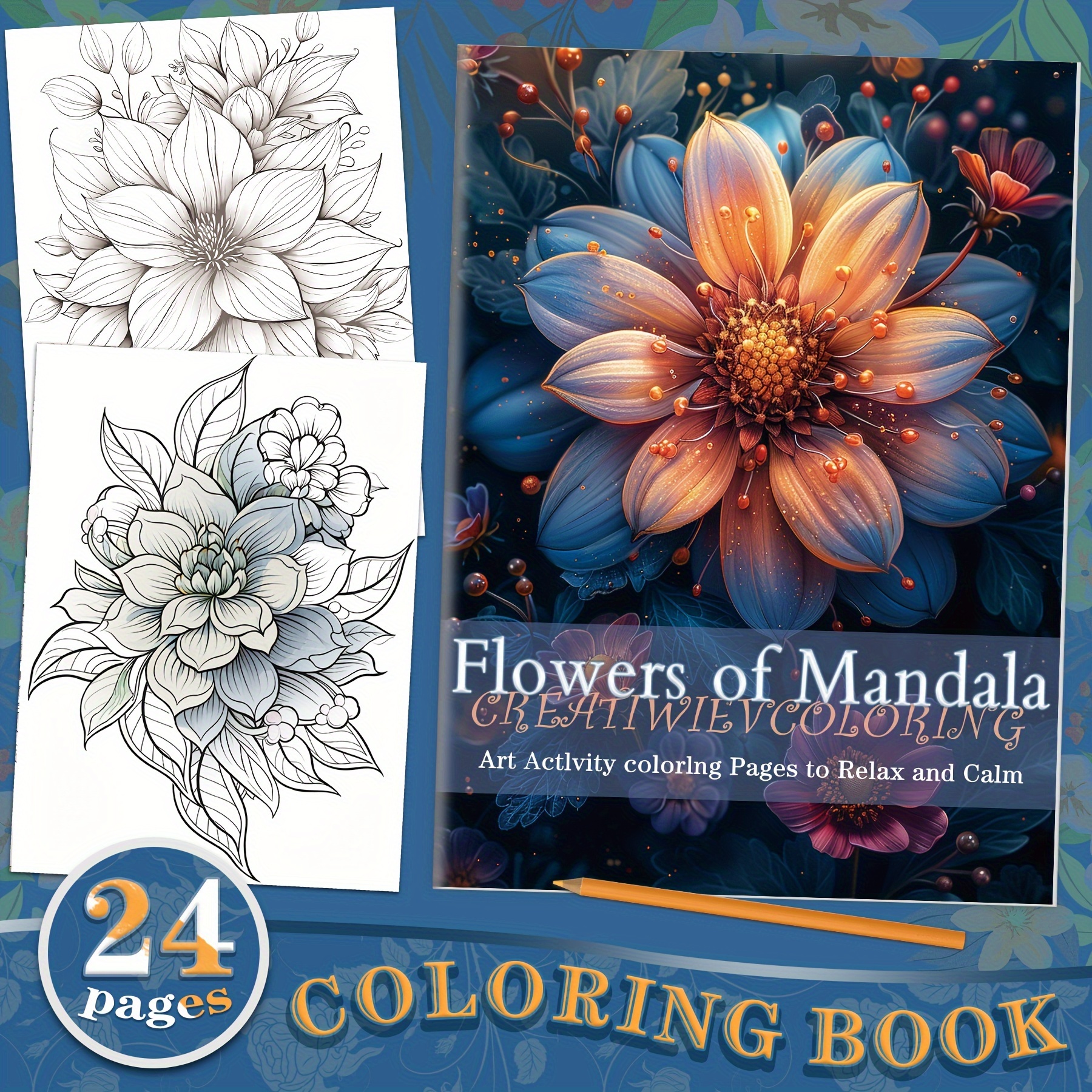 

1pc Mandala Flower Coloring Book, A4 Size, 24 Pages, Upgraded Paper, Single-page Designs, Exquisite Patterns, Perfect Gift For Birthday, Valentine's, Christmas, Day