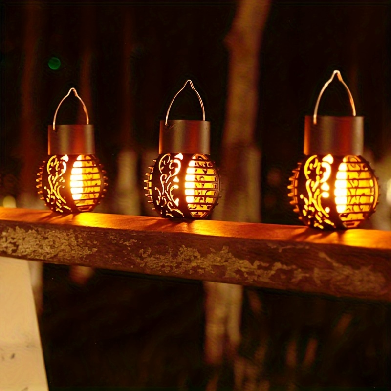 

Solar-powered Garden Lanterns - Waterproof, Flame Effect For Patio & Yard Decor