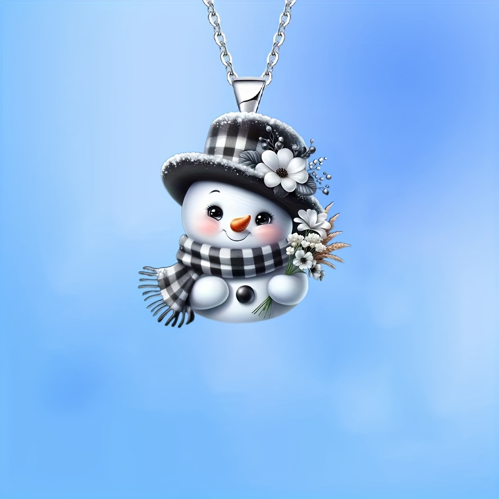 

Cute Acrylic Snowman Pendant Necklace - 1pc Charm For , Christmas Holiday Decoration, Couple's Gift, Home Decor, Keychain, And Backpack Accessory - , No Mosaic,