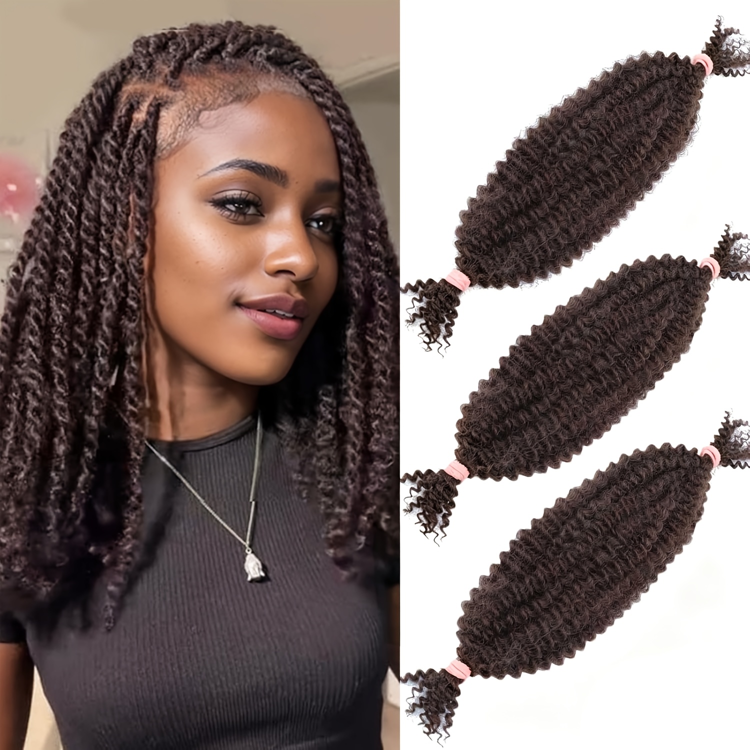 TEMU 3 Packs Twist Braiding Hair Suitable For Distressed Locs, Pre-separated Spring Twist Extensions With Texture For Dreadlock Maintenance & ,