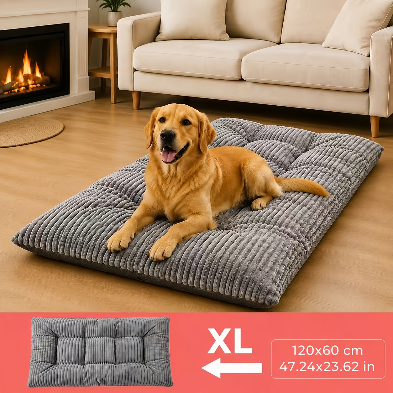 TEMU Extra Large Pet Plush Bed Thickened Dog Mat Cat Bed Universal Soft Comfortable Long Plush Pet Pad Non-slip Wear-resistant Machine Washable Dog