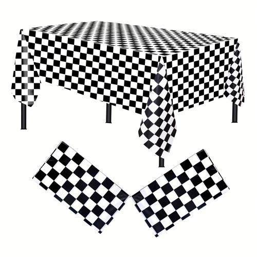 2pcs racing party tablecloth black and white grid colorful polka dot birthday party disposable tablecloth birthday decoration racing theme decorative tablecloth