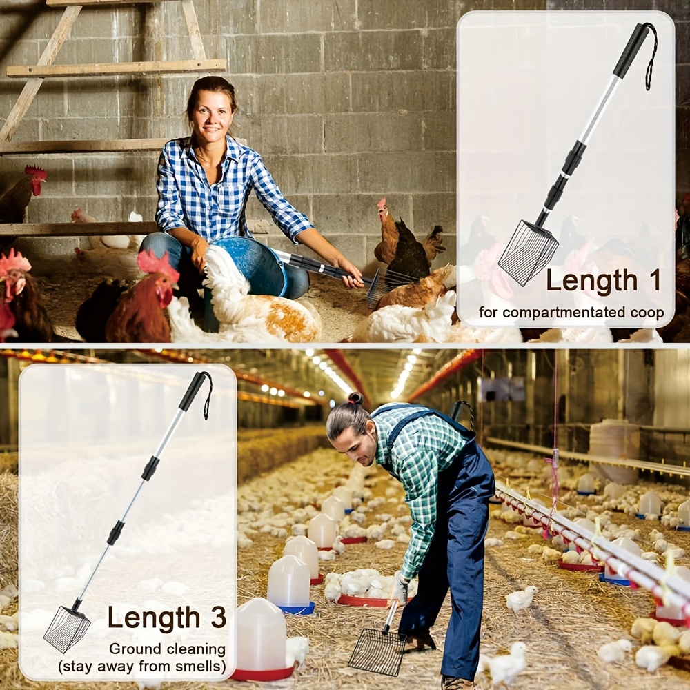 1pc, Adjustable Metal Chicken Manure Scooper, Non-Stick 3-in-1 Sifting Shovel Tool For Outdoor Chicken Coop Cleaning, Cleaning Supplies, Cleaning Tool details 0