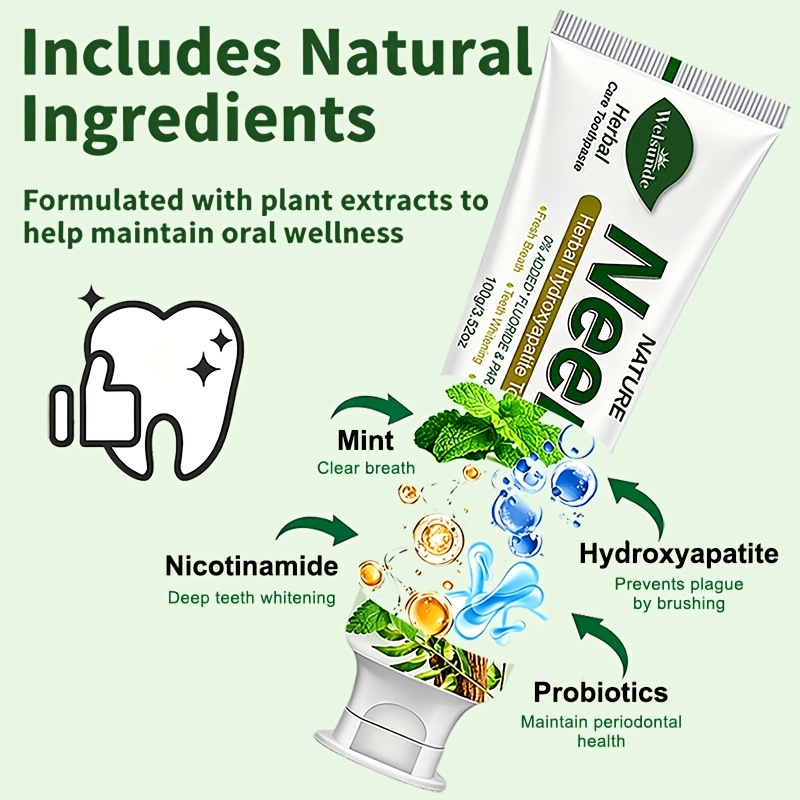 Natural Neem Mint Herbal Toothpaste, 0% Added Fluoride