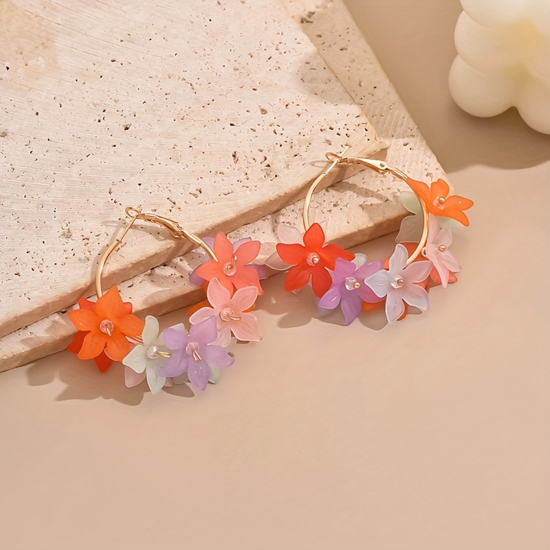 Image of Bohemian Style 3d Floral Earrings Women's (random )