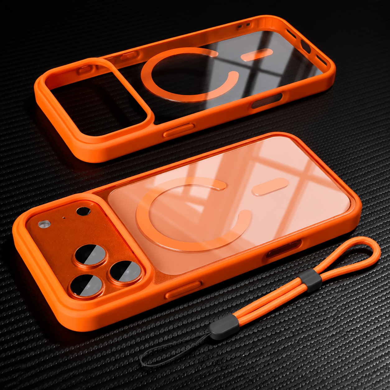 TEMU Funda para Teléfono - Set de 2 piezas [1 Funda para Teléfono + 1 Cordón] Funda de Lujo Transparente Magnética para Carga Inalámbrica, Compatible