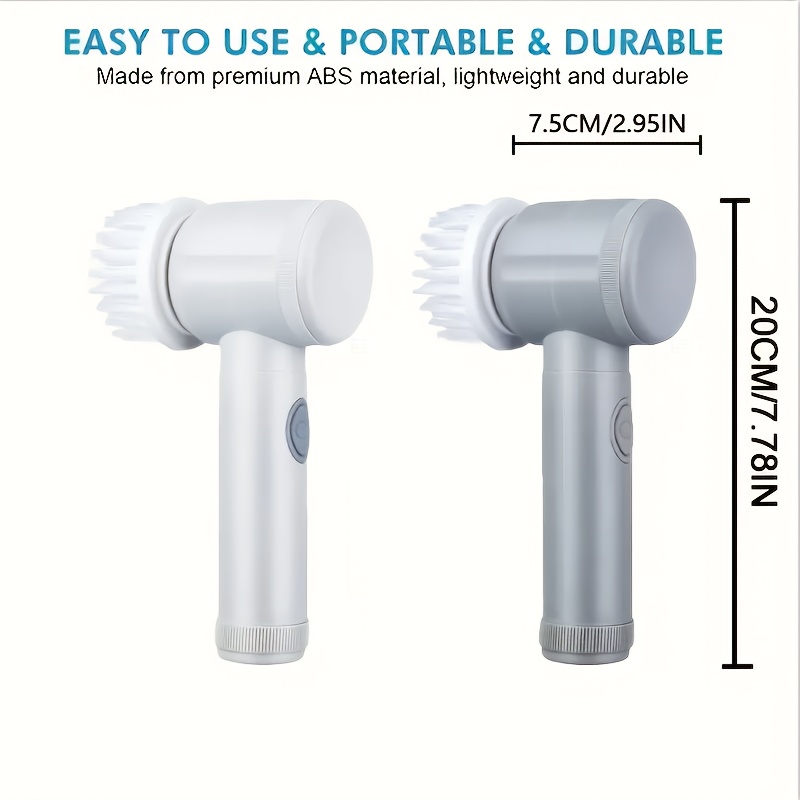 a beautiful t shaped electric cleaning brush set with multiple brush heads this usb rechargeable medium hard handheld   for kitchens living rooms bathrooms etc and can clean stains on shoes sofas pot bottoms etc details 7