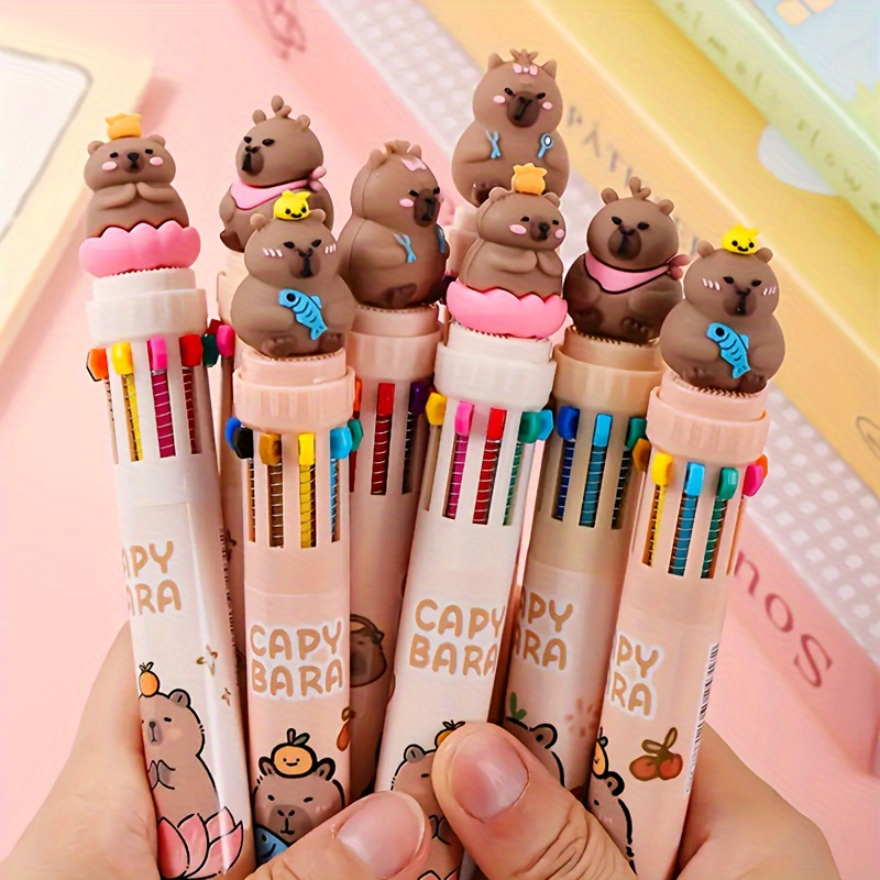 

1pc Capybara Cartoon Bear 4-in-1 Ergonomic Fine Point Pen Set, 10-, White, No Feather, Cute Animal Design