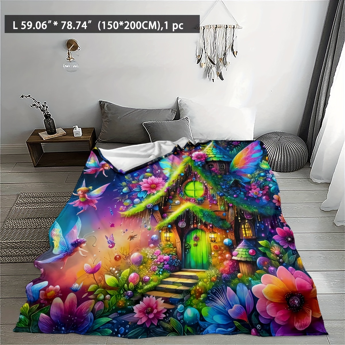 fantasy fairy house   blanket contemporary style geometric pattern     polyester 200 250  x 165 165cm x 165cm details 6