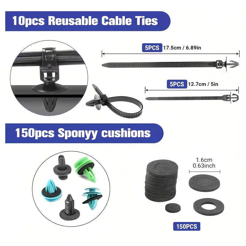 A Set of 1565 Automotive Push Clips - Heavy-Duty Nylon Bumper Clips And Fasteners in 36 Sizes, Compatible with for TOYOTA, GM, for Ford, for Honda, And for CHEVROLET, Includes a Fastener Removal Tool And Zip Ties (Universal Fit) 10 A Set of 1565 Automotive Push Clips - Heavy-Duty Nylon Bumper Clips And Fasteners in 36 Sizes, Compatible with for TOYOTA, GM, for Ford, for Honda, And for CHEVROLET, Includes a Fastener Removal Tool And Zip Ties (Universal Fit)