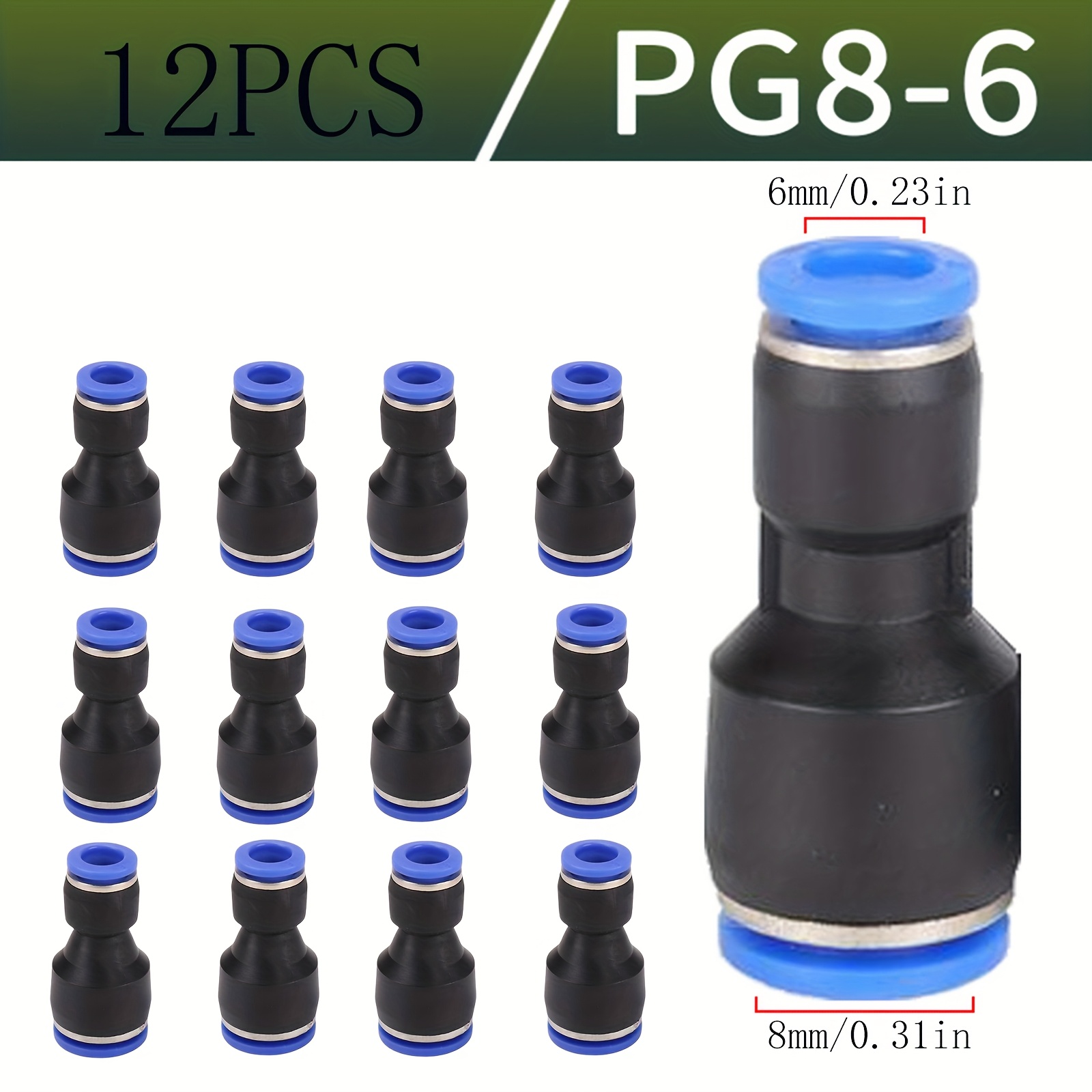 Image of 6pcs/12pcs Pneumatic Air Tube Reducer Quick Connector Plastic Reducer Connector