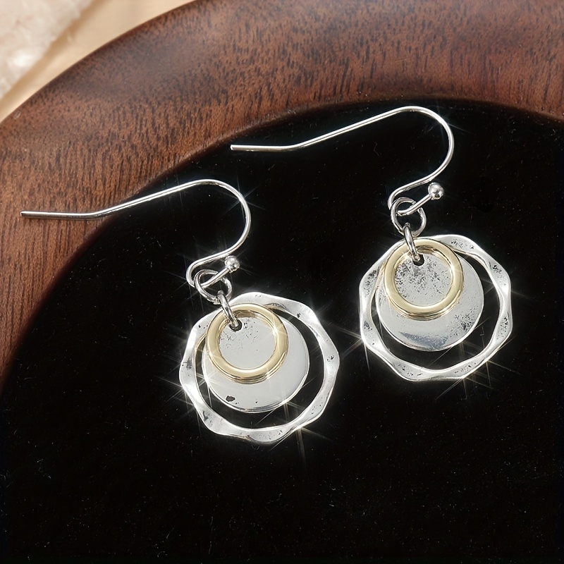 Women's Vintage Copper Handmade Hanging Ring Earrings
