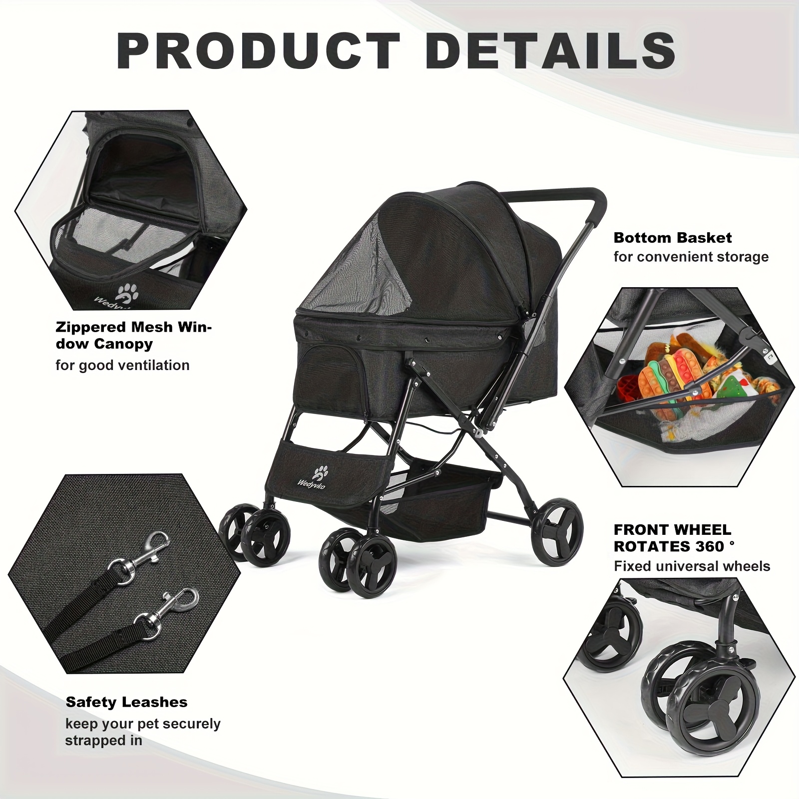 Pet Stroller Featuring Stability - Collapsible Carrier For Cats And Dogs With Breathable Mesh And Storage Compartment, Perfect For Outdoor , Senior Or Recovering Pets