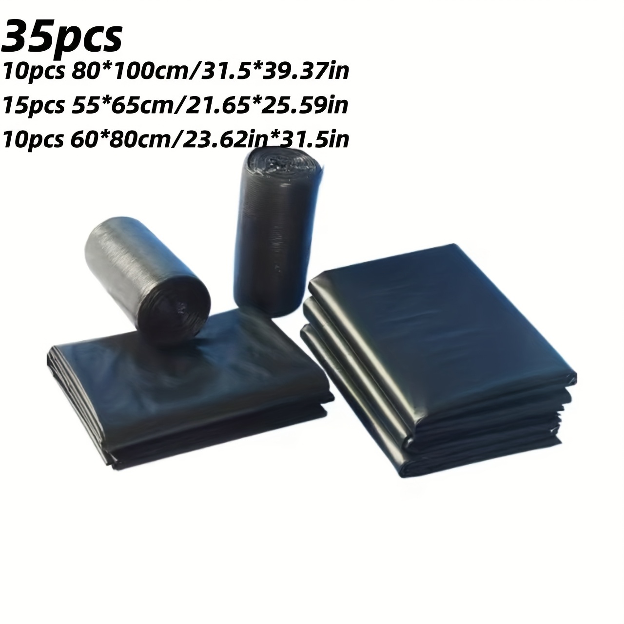 35 Extra Large Black Garbage Bags - Sturdy Plastic Bags For Home, Garden, And Outdoor Applications