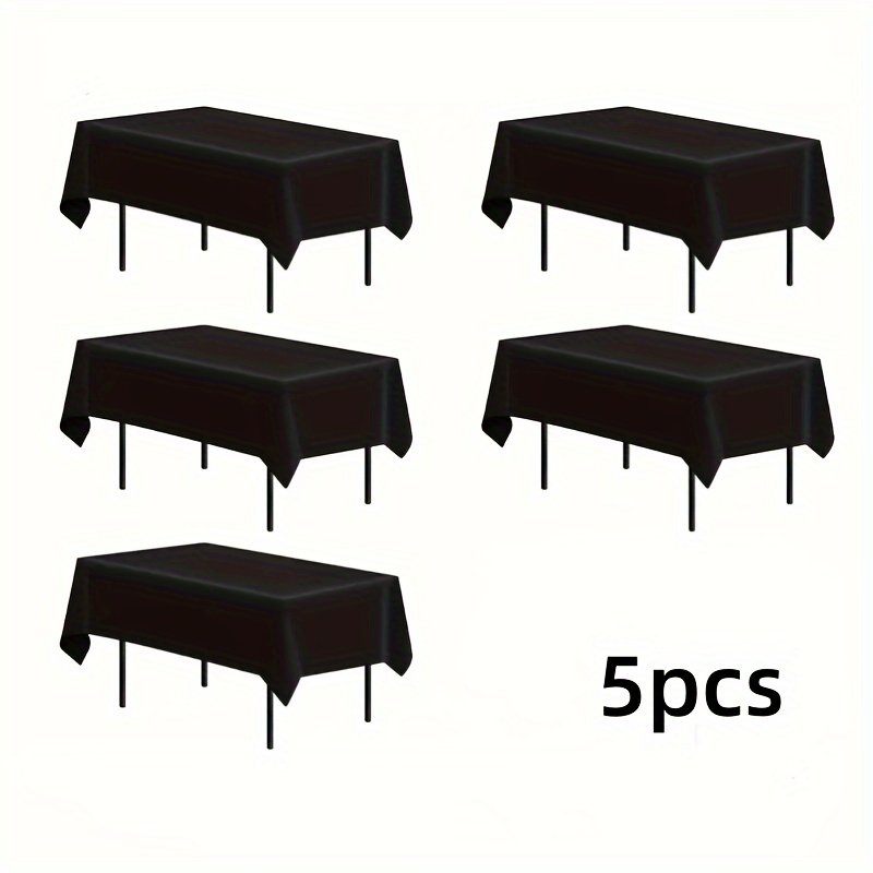 

5pcs Black Disposable Tablecloths, 54x72 Inch - Durable Peva Plastic, Perfect For Bbqs, Picnics, Birthdays, Weddings & Parties