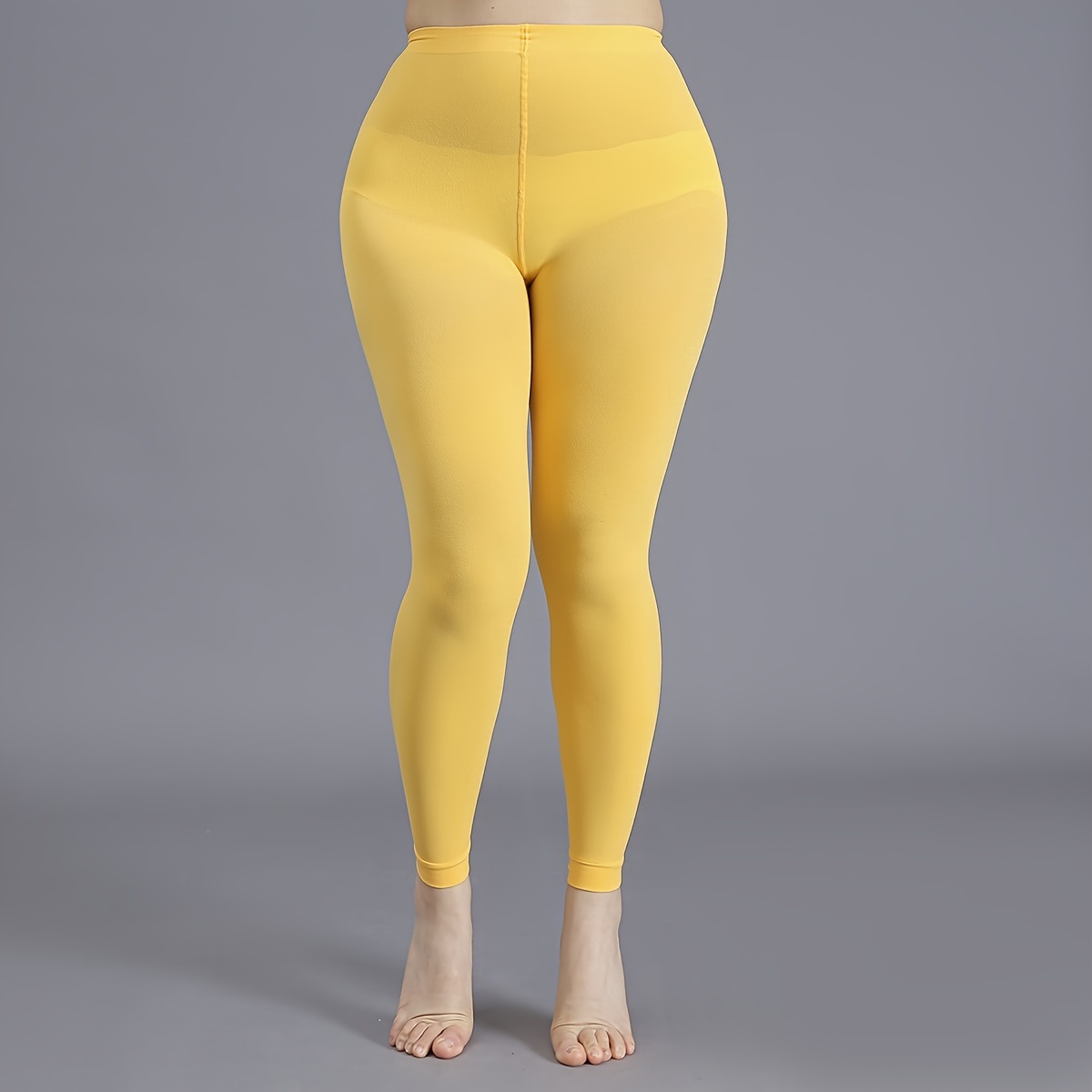 1pc Elegant High-Waist 100D Soft Stretch Opaque Tights, Plus Size Black Footless Pantyhose for Women - Sleek Nylon/Spandex Blend, Machine Washable, Leggings Plus Size
