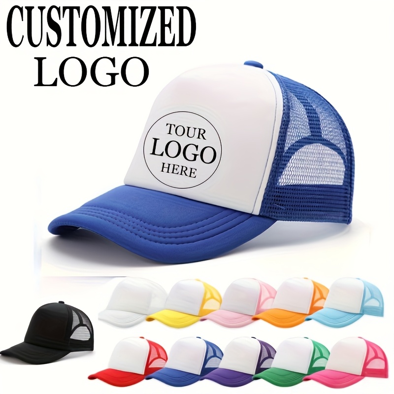 E-shop Personalisierbare LOGO Baseballkappe mit eigenen Bild, Unisex Mesh Baseballkappe, Allwetter Herren- und Damen-Blanko-Baseballkappe, Vaterkappe,