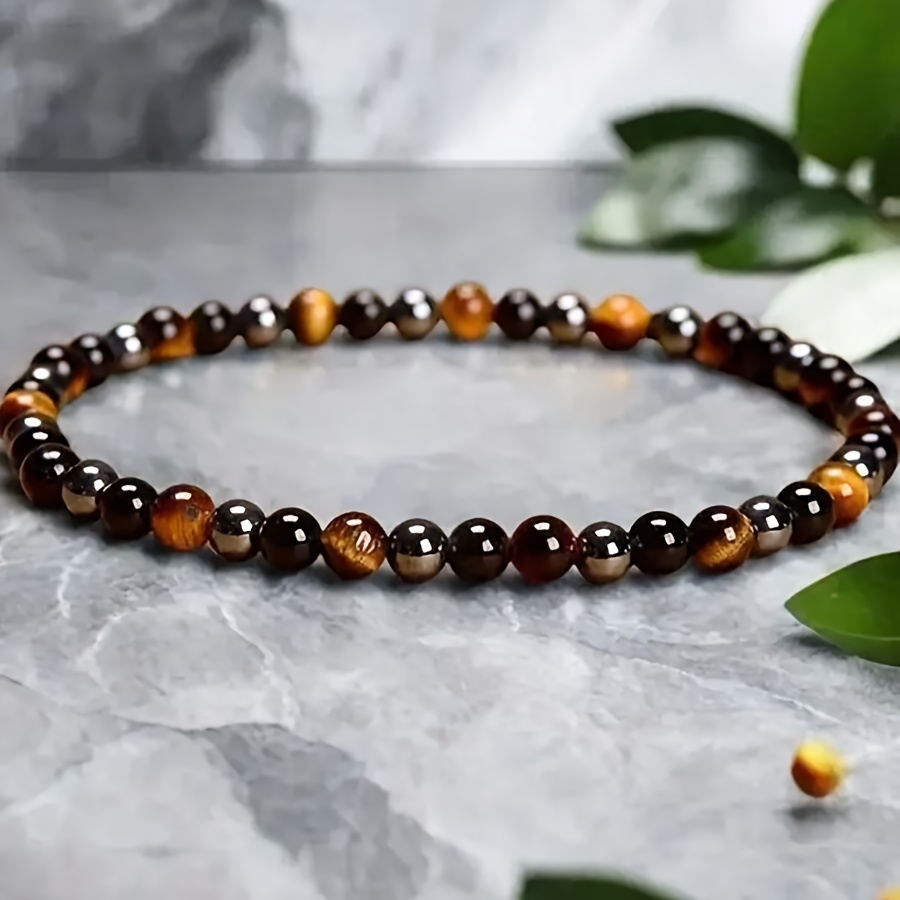 Unisex Natural Stone Triple Protection Bracelet, Beaded Gift
