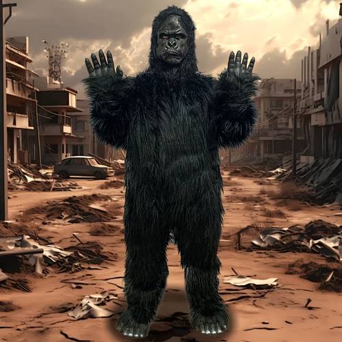 long hair costume funny chimpanzee jumpsuit holiday activity birthday halloween masquerade party performance atmosphere costume props without battery