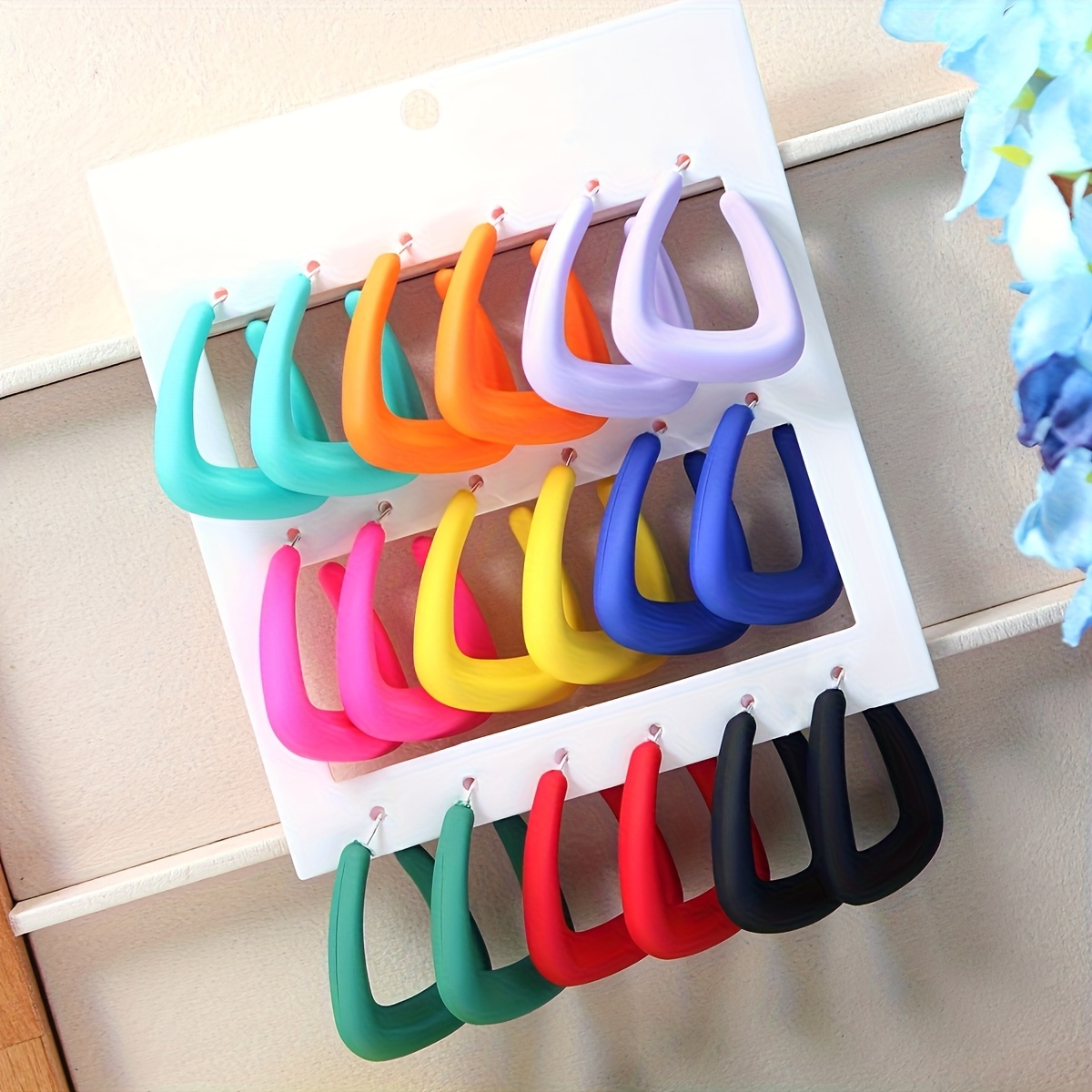 TEMU 9 Pairs Of Cute And Stylish Colorful U-shaped Earring Sets For Women's Summer Outfits
