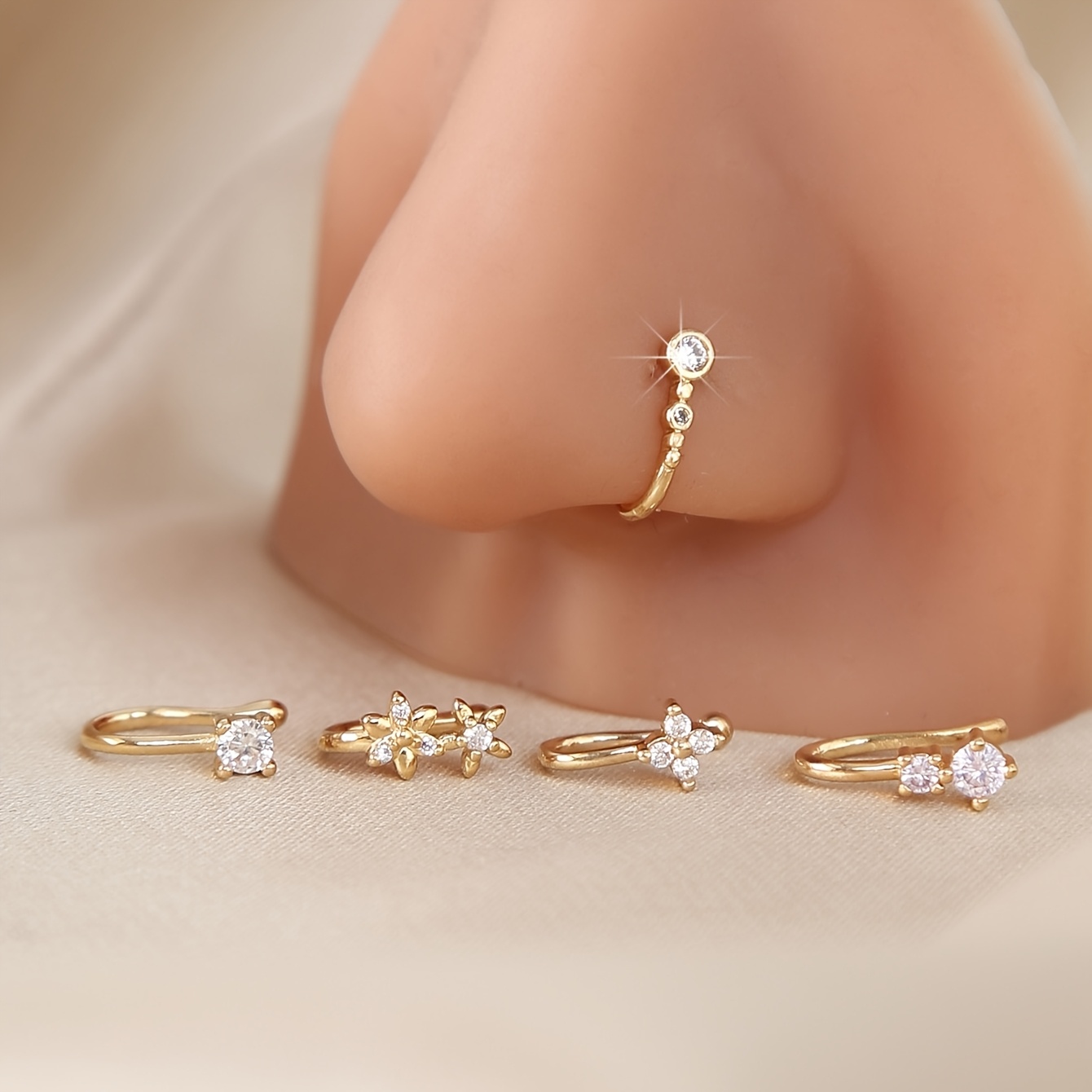 E-shop 5 Stück Nasenclips im Bohemian-Stil, U-förmige, nicht-piercing Nasen-Verzierung für Frauen, neues Design für Nasenringe und Nasenstifte für den