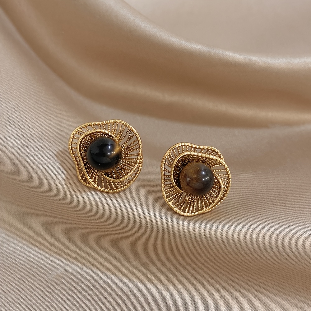 TEMU 1 Pairs Vintage Eye Ear Stud Women Elegant Stereoscopic Rose Earring Fashion 304 304 Stainless Steel Earrings Valentine's Day&mother's Day