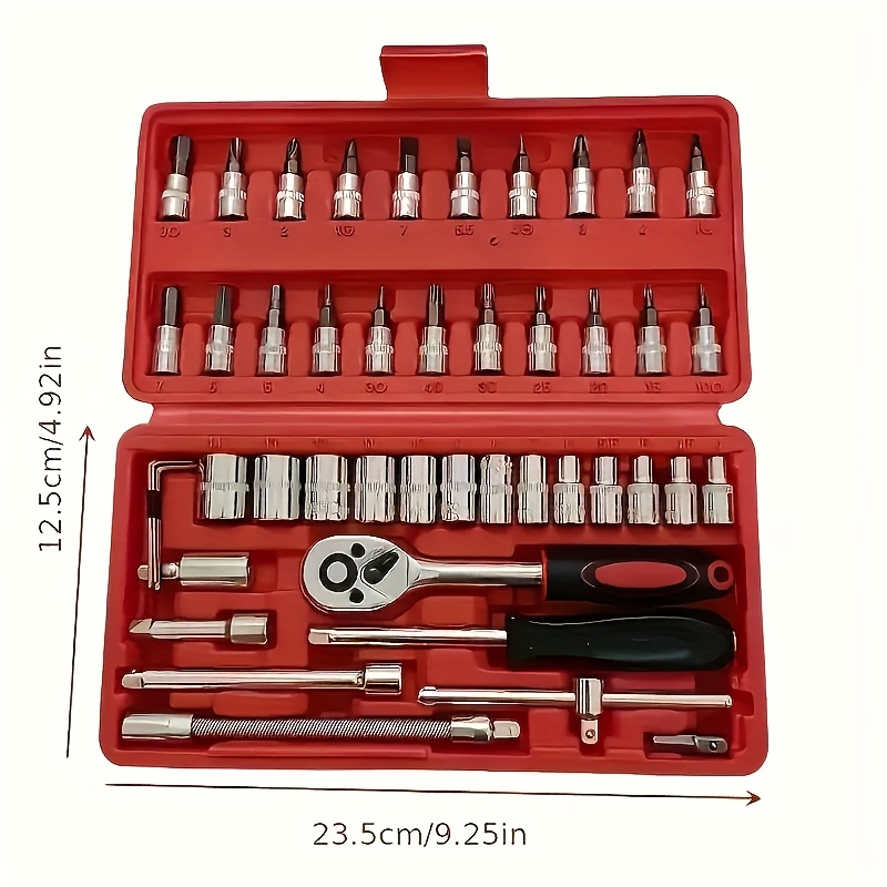 46pcs tool set of professional automotive   kits advanced tool kits suitable for car bicycle and motorcycle maintenance compact and portable   solution including wrenches and     without batteries Product details 2