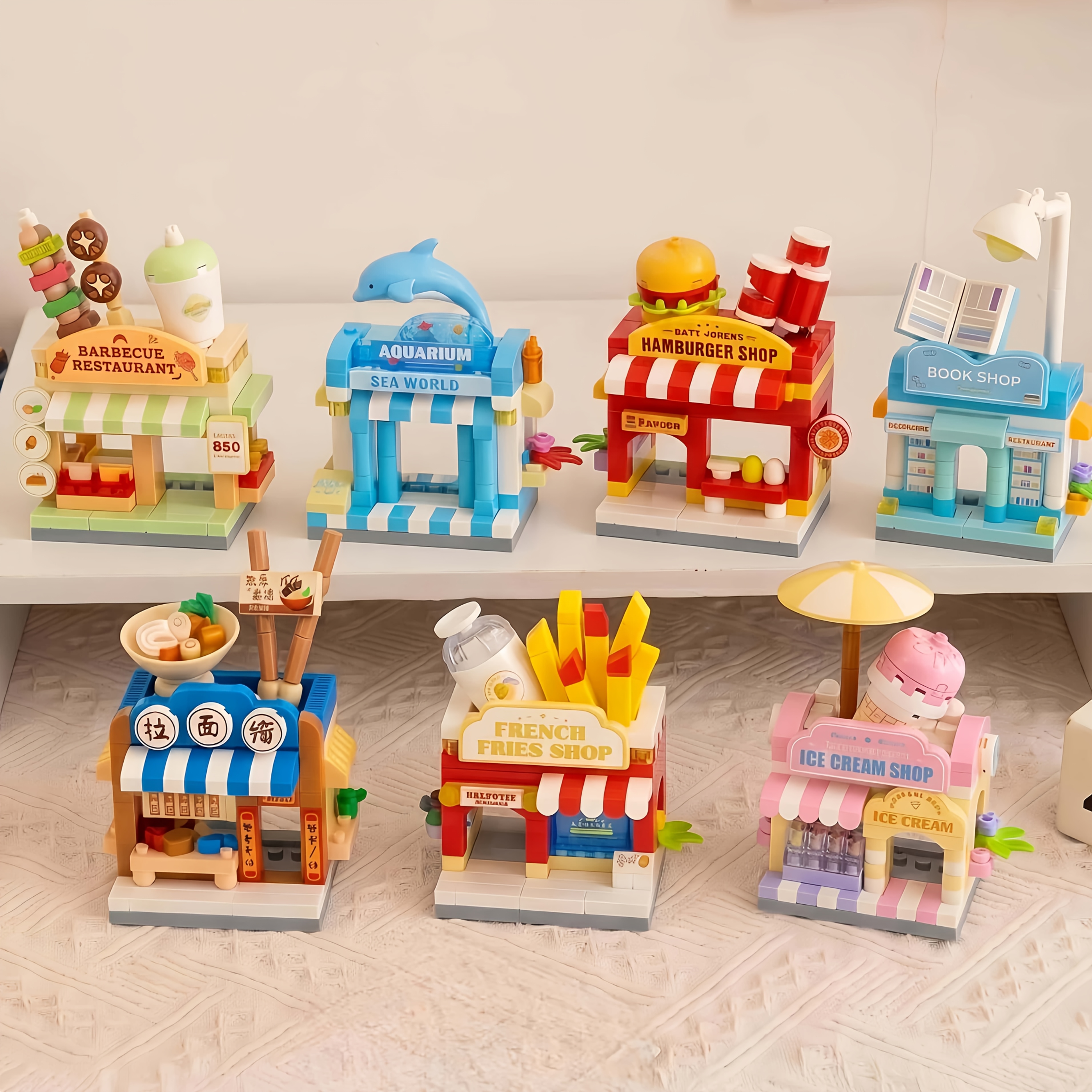Micro Particle Building Block Set, Ramen Shop & BBQ Shop Decor