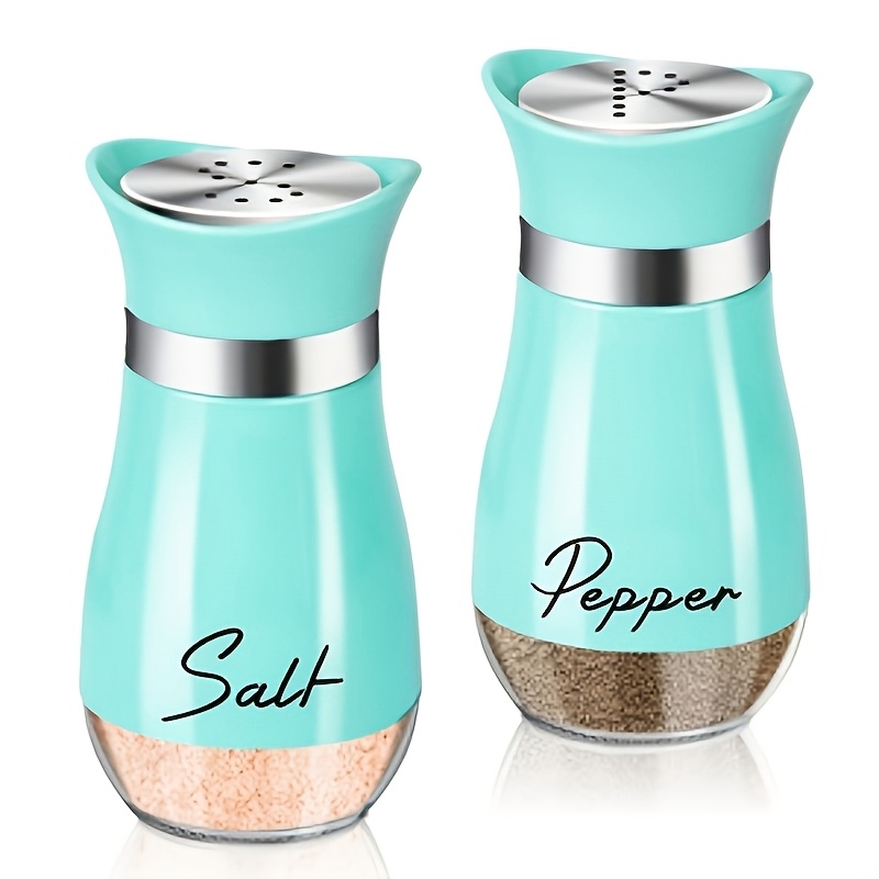 TEMU A Set Of Salt And Pepper Shakers, 4oz (approximately 113.4 G) Glass-bottomed Salt And Pepper Shakers With Stainless Steel Lids. Suitable For