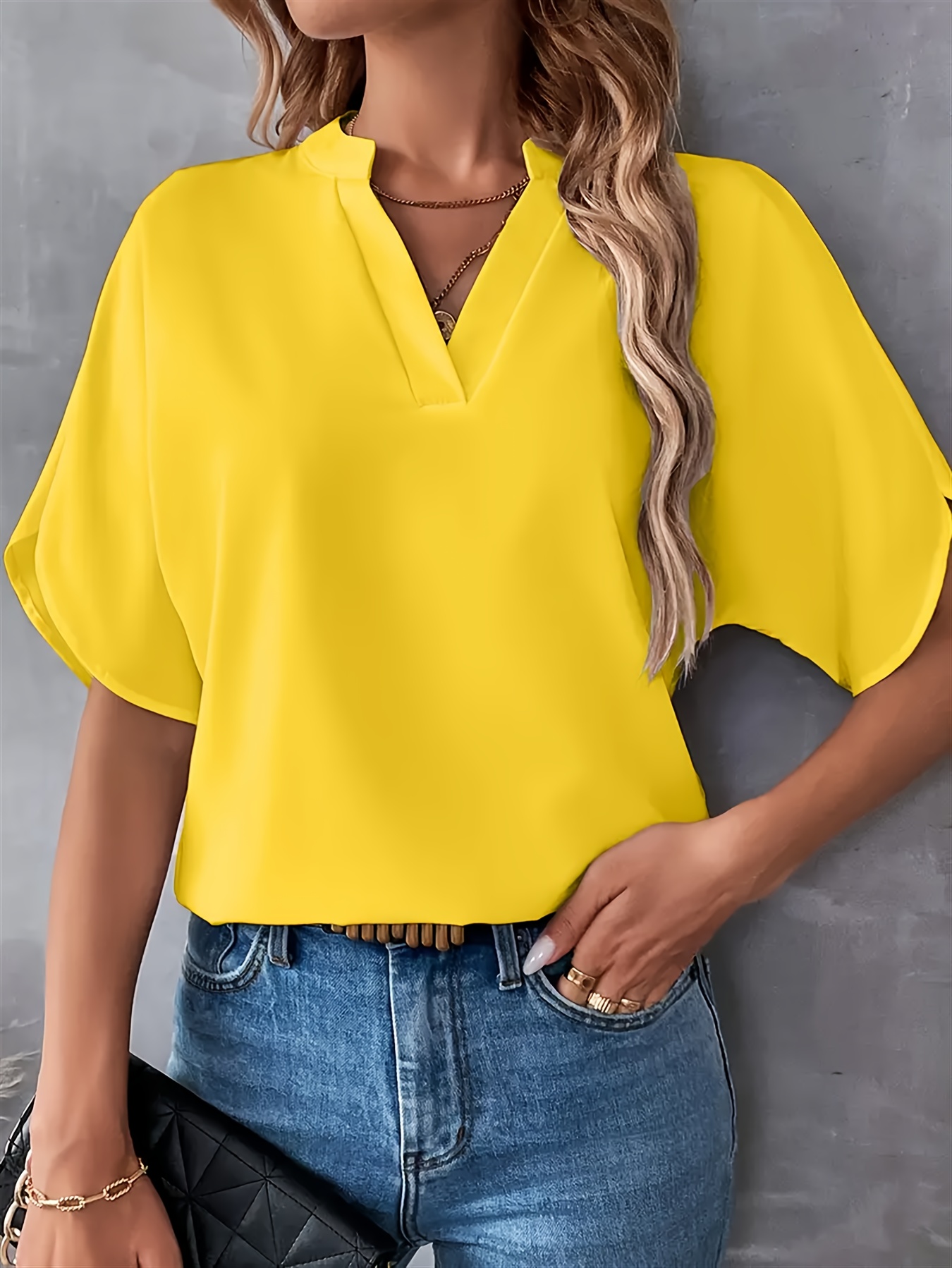 womens yellow blouse